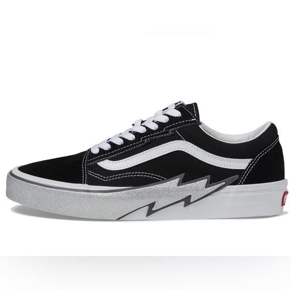 VANS OLD SKOOL 'BOLT BLACK/SILVER GLITTER UNISEX SIDEWALL BLACK' UNISEX MSRP $90 - Picture 14 of 14